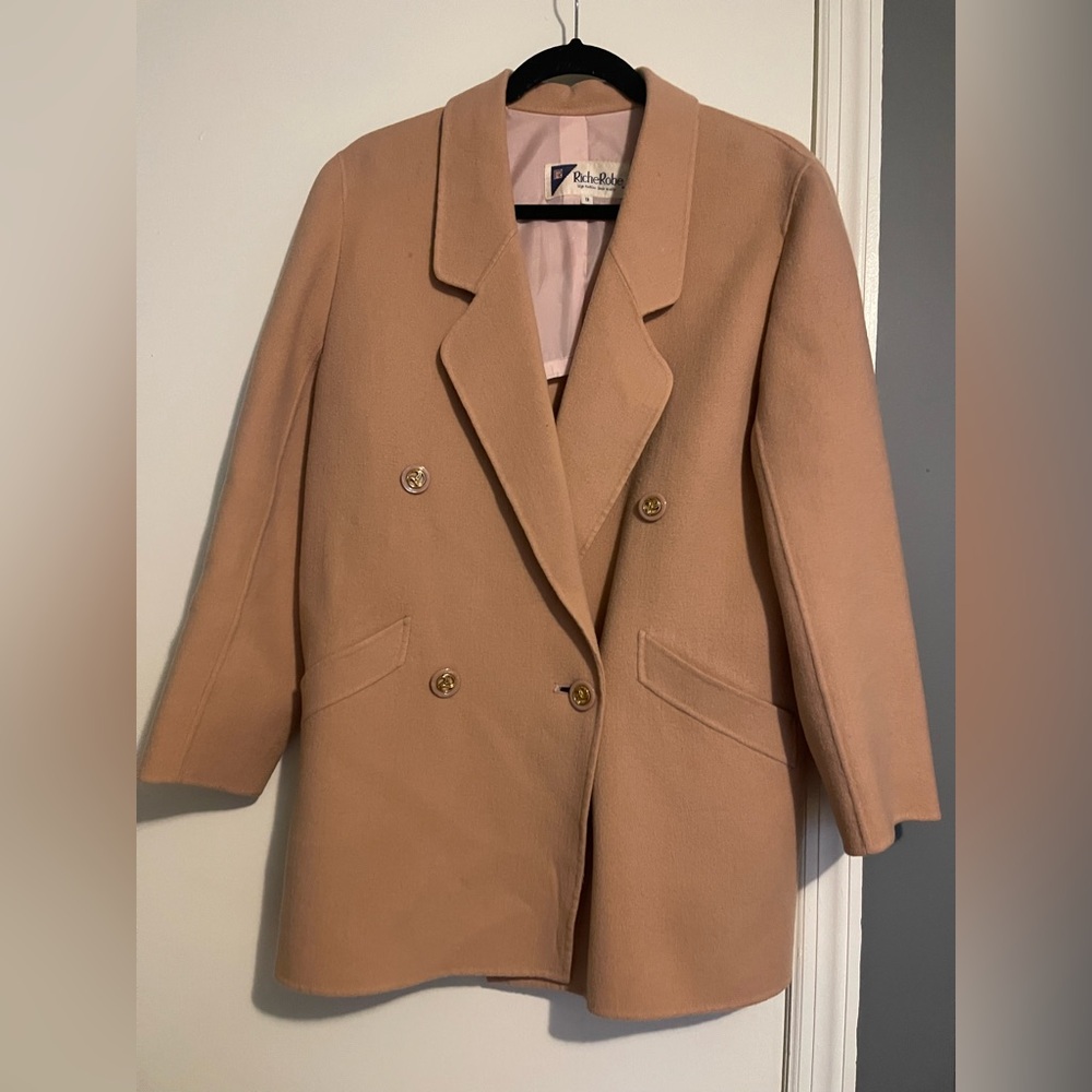 Vintage Light pink  soft wool Double-Breasted Blazer